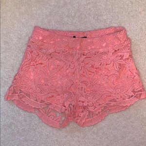 Coral lace shorts